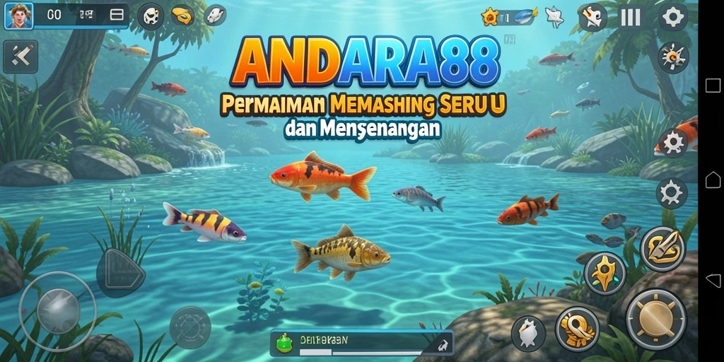 Tampilan gameplay menakjubkan dengan aksi memancing menarik.