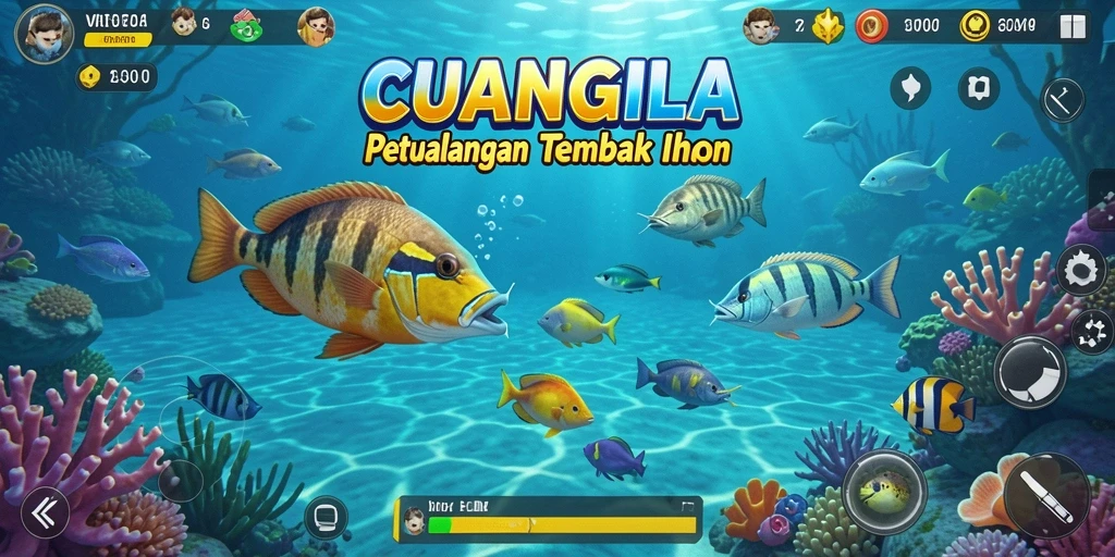 Tampilan gameplay seru dalam CUANGILA saat menembak ikan.