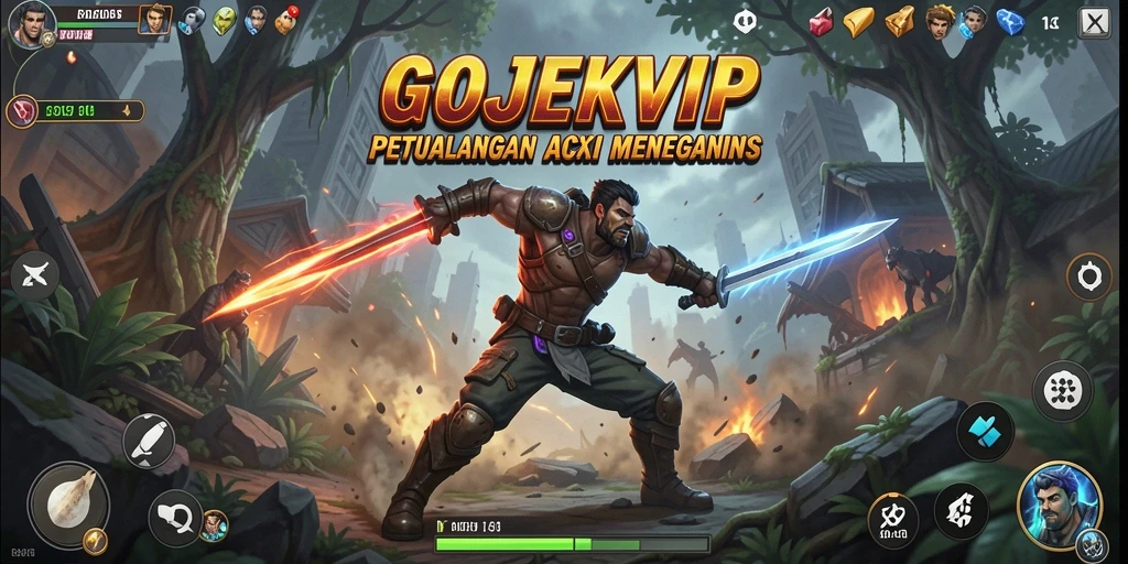 Tampilan gameplay seru dan menegangkan dalam GOJEKVIP.