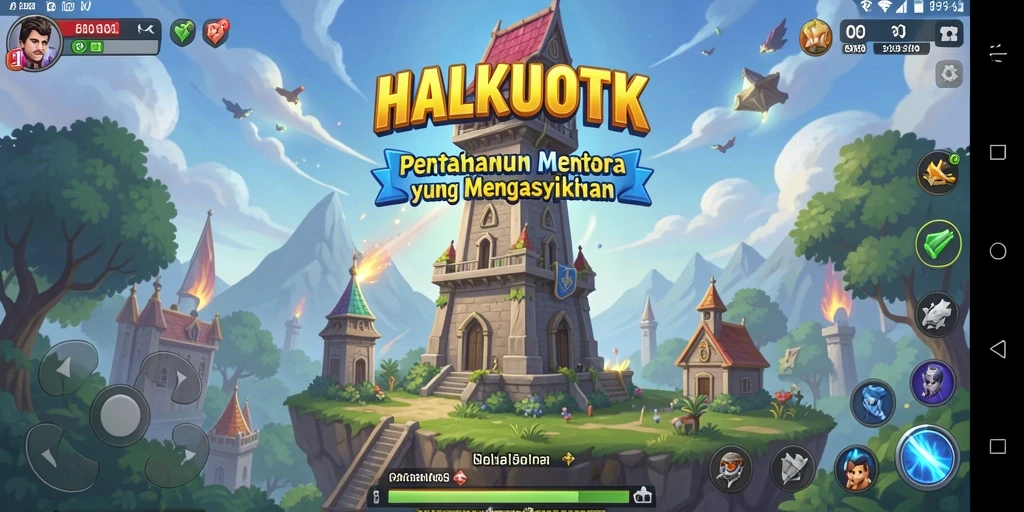 Screenshot HALKUOTK menampilkan aksi menegangkan dalam pertahanan menara.