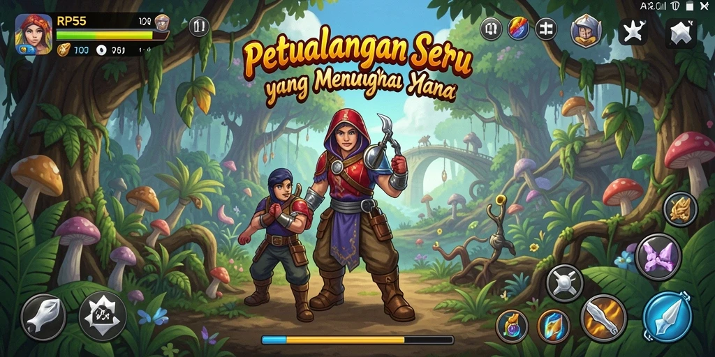 Tangkapan layar permainan menunjukkan aksi seru dalam petualangan RP55.