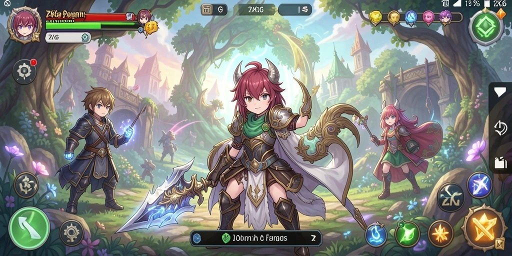 Tampilan aksi gameplay penuh warna di dunia Anime.